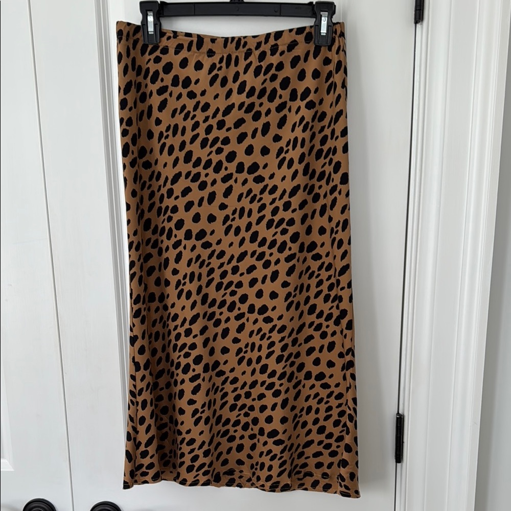 Silk AQC Leopard Print Midi Skirt